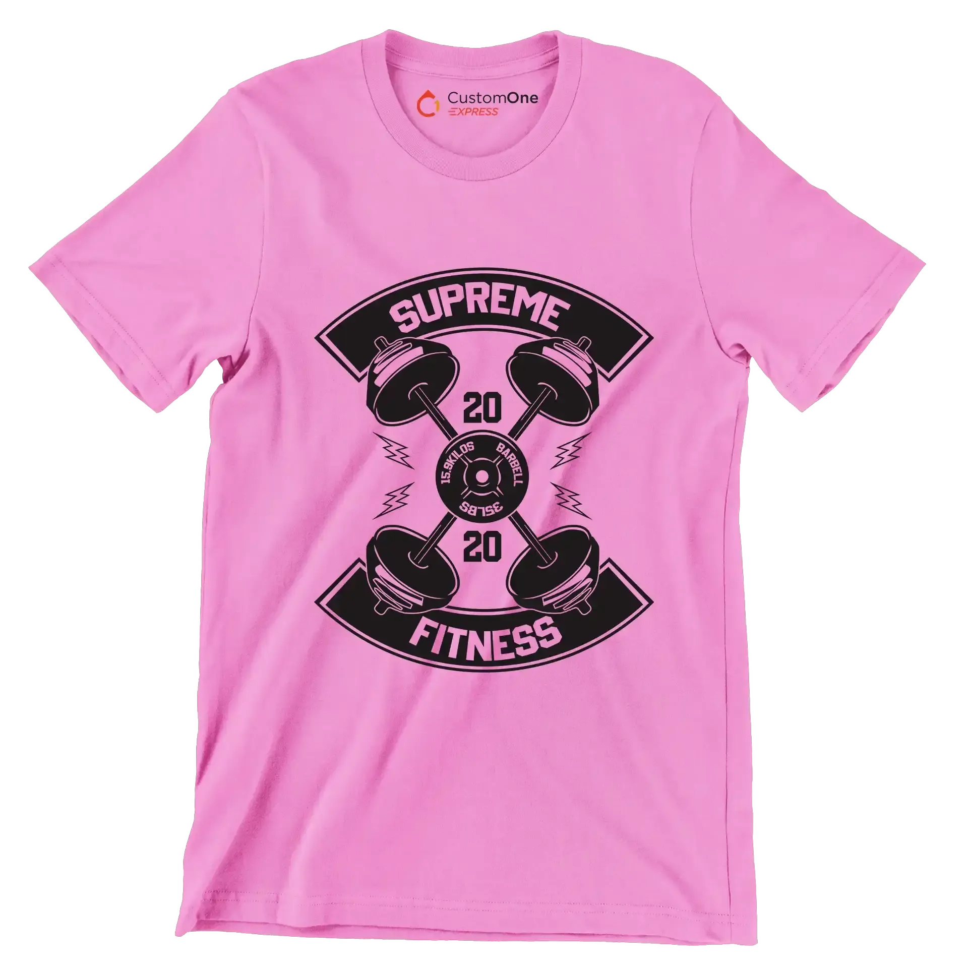Supreme Fitness 20 20 Barbell 15.9 Kilos 35 Lbs - Gym Themed T-Shirt-Pink-S-Custom One Express