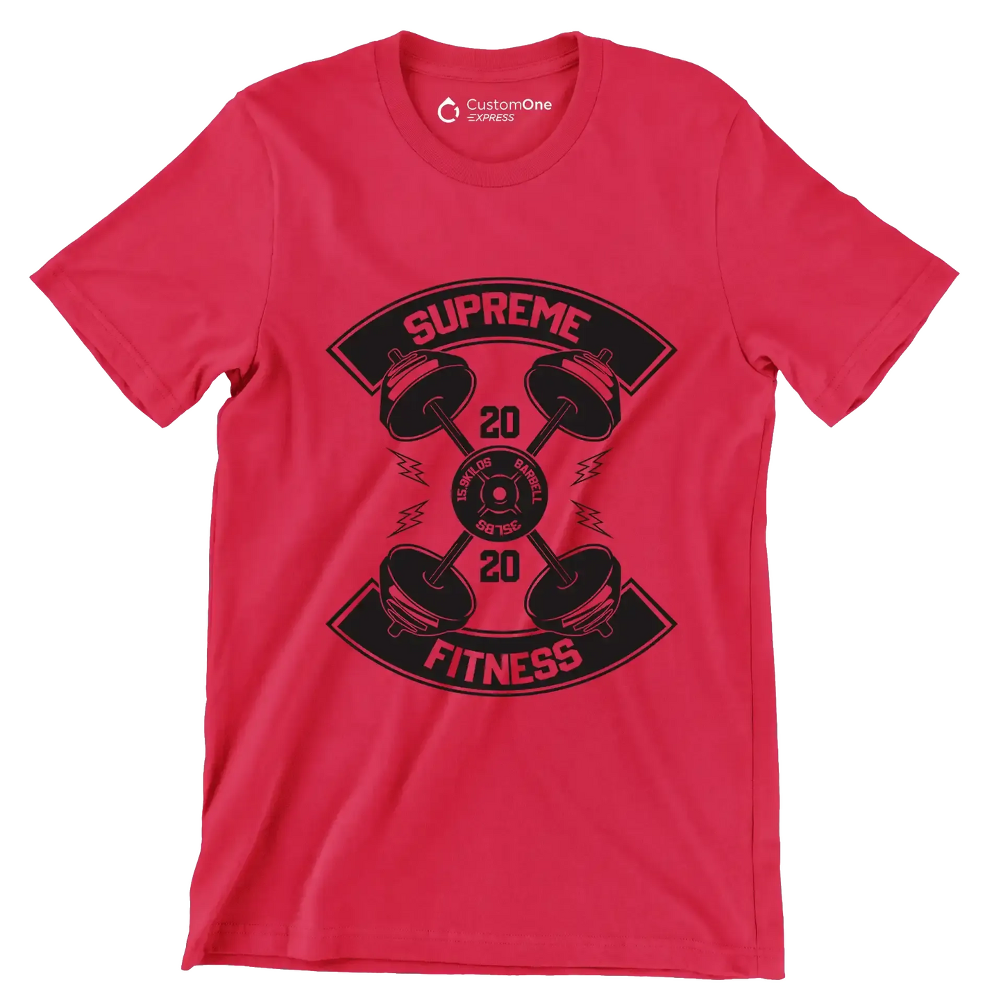 Supreme Fitness 20 20 Barbell 15.9 Kilos 35 Lbs - Gym Themed T-Shirt-Red-S-Custom One Express