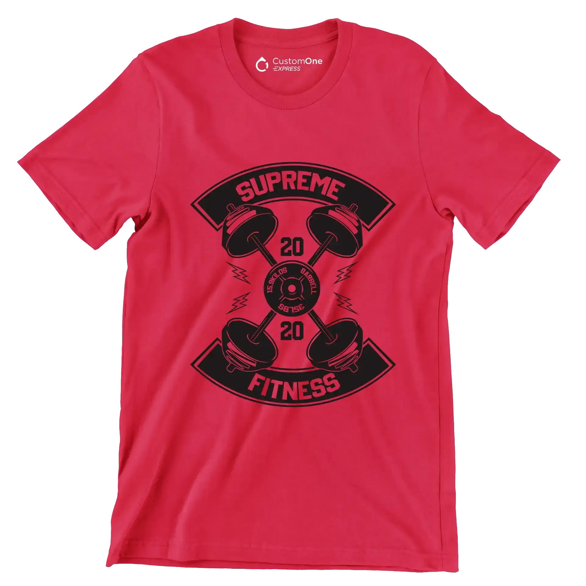 Supreme Fitness 20 20 Barbell 15.9 Kilos 35 Lbs - Gym Themed T-Shirt-Red-S-Custom One Express