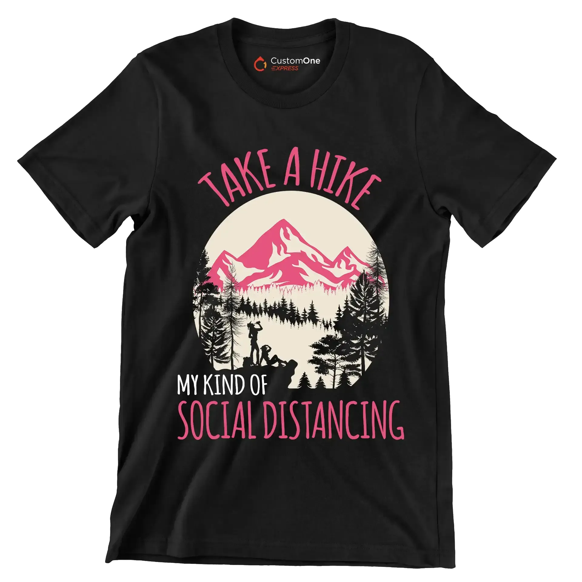 TAKE A HIKE MY KIND OF SOCIAL DISTANCING - Hiking Themed T-Shirt-Black-S-Custom One Express