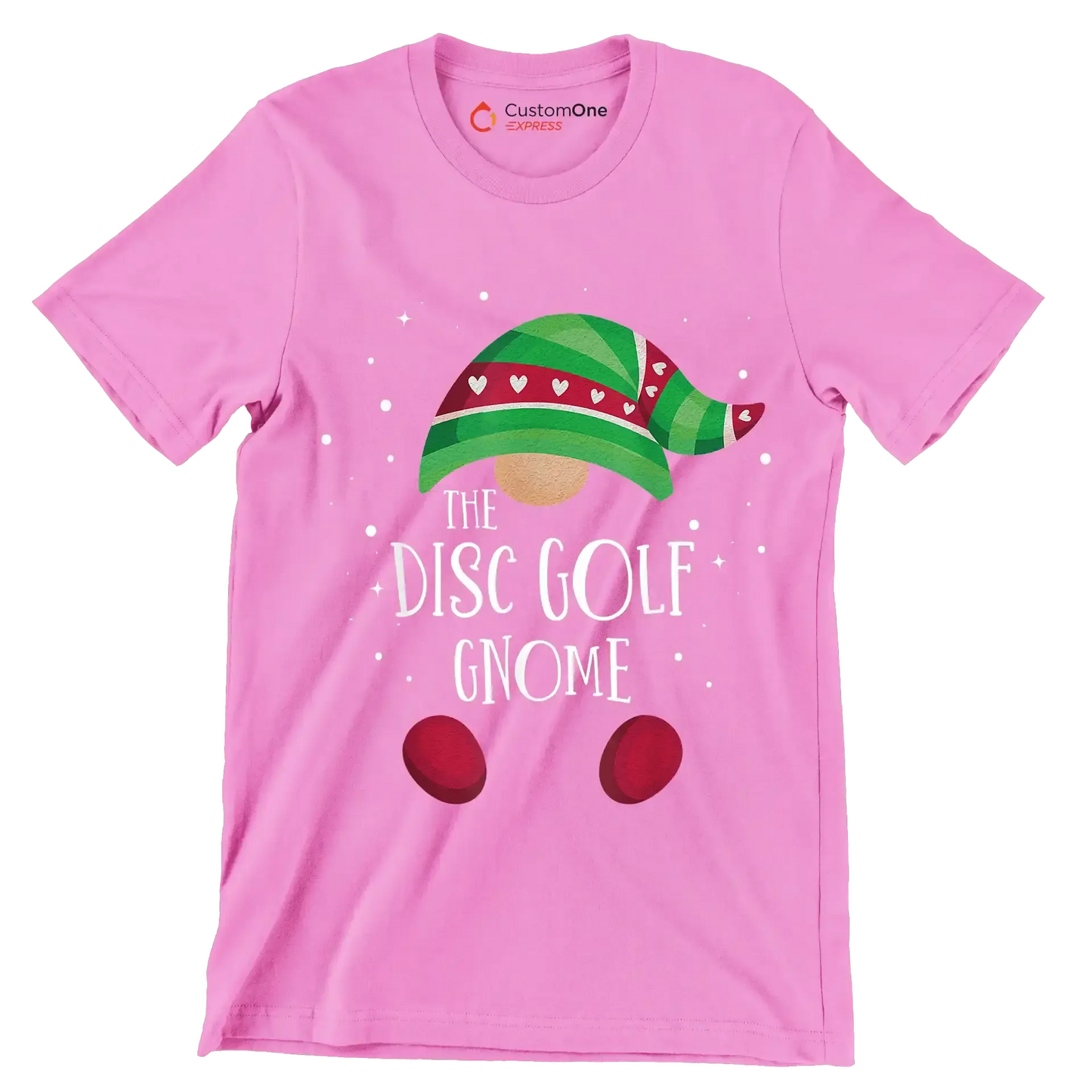 THE DISC GOLF GNOME - Golf Themed T-Shirt-Pink-S-Custom One Express
