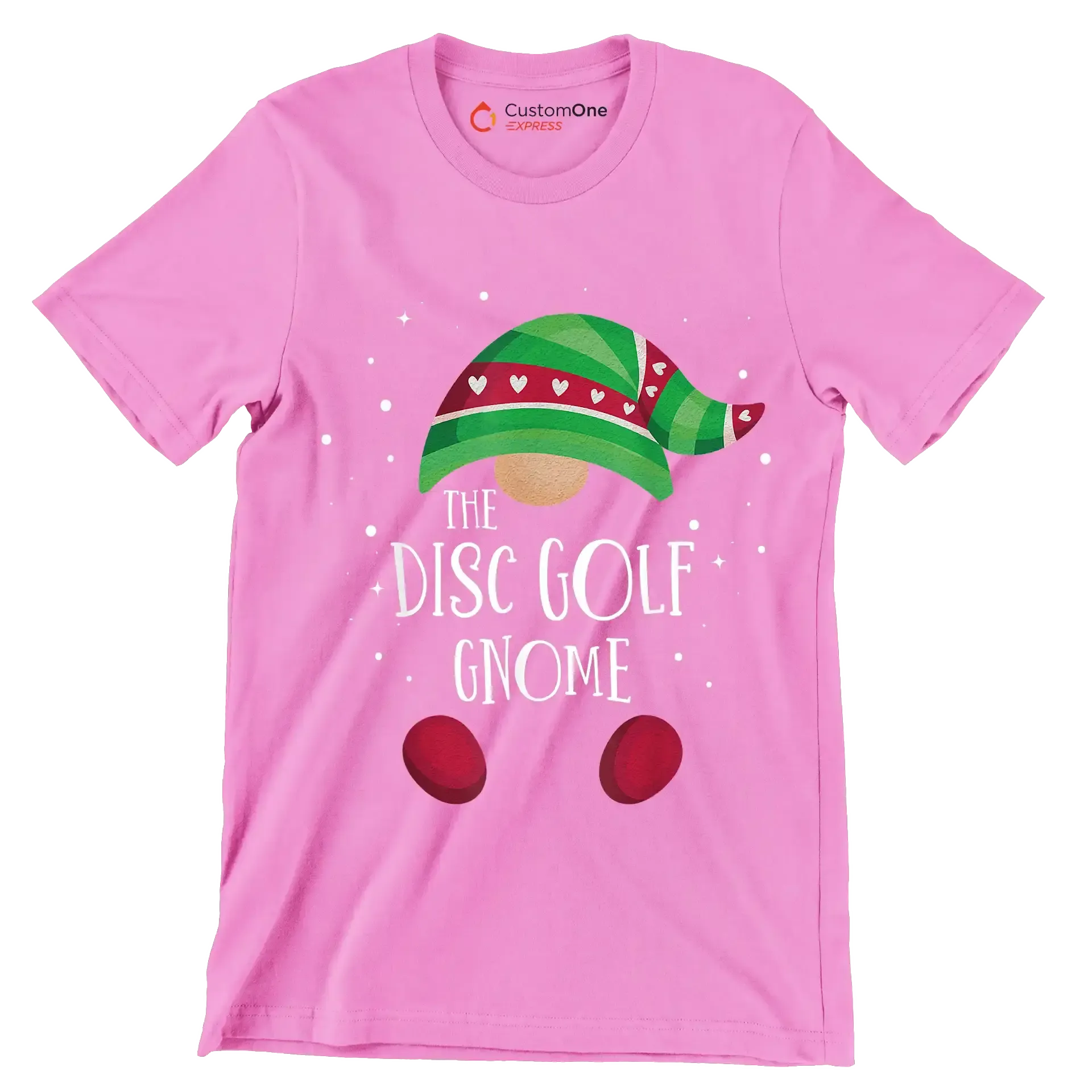THE DISC GOLF GNOME - Golf Themed T-Shirt-Pink-S-Custom One Express