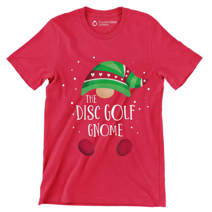 THE DISC GOLF GNOME - Golf Themed T-Shirt-Red-S-Custom One Express