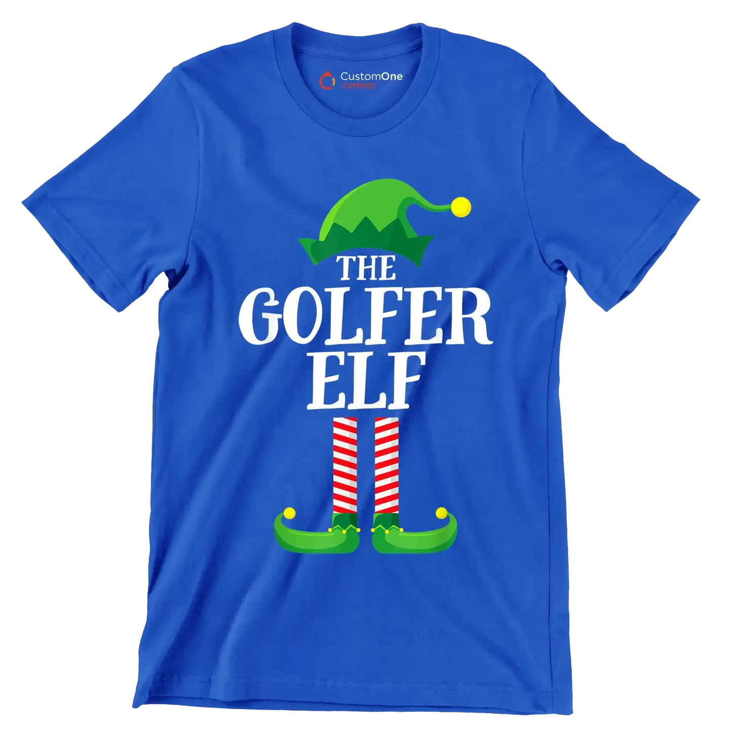THE GOLFER ELF - Golf Themed T-Shirt-Blue-S-Custom One Express