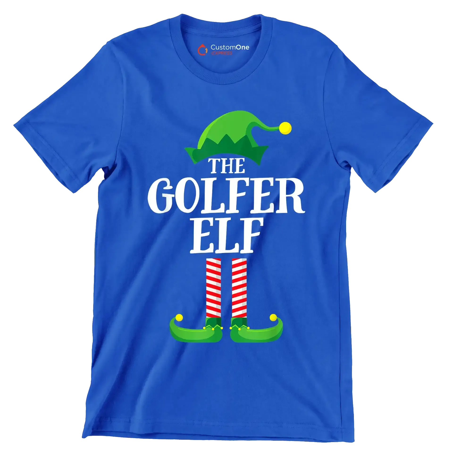 THE GOLFER ELF - Golf Themed T-Shirt-Blue-S-Custom One Express