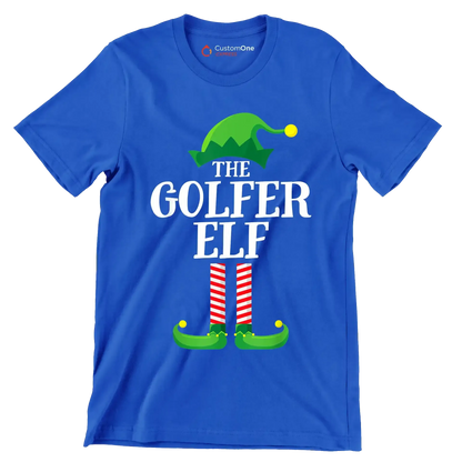 THE GOLFER ELF - Golf Themed T-Shirt-Blue-S-Custom One Express