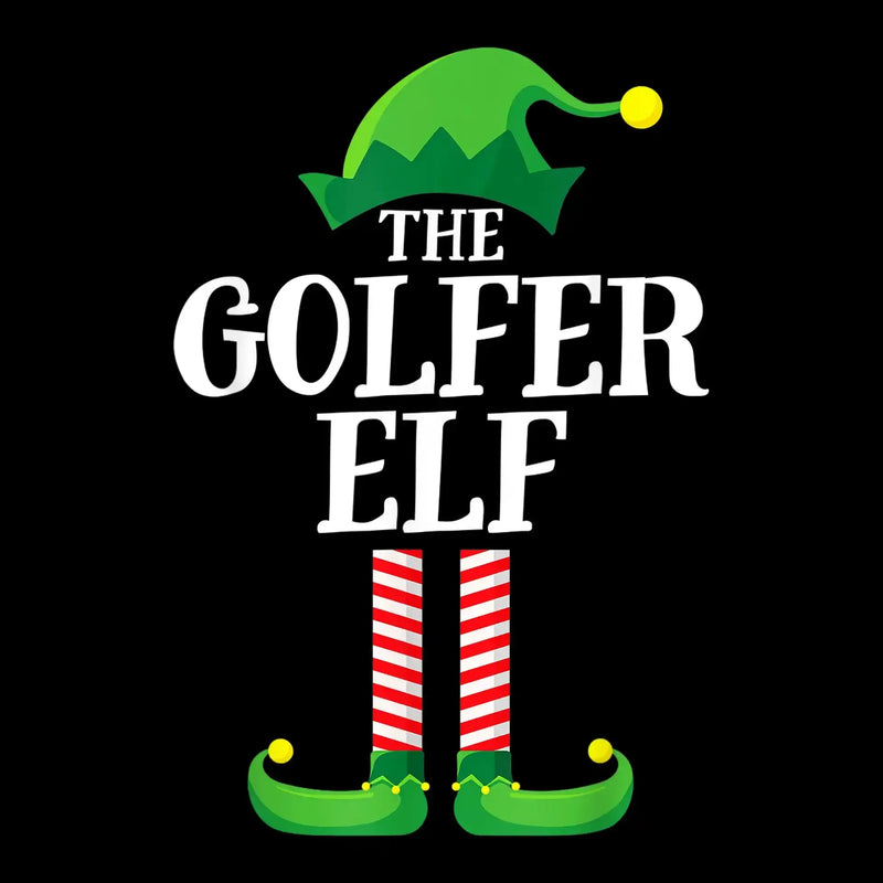 THE GOLFER ELF - Golf Themed T-Shirt-Black-S-Custom One Express