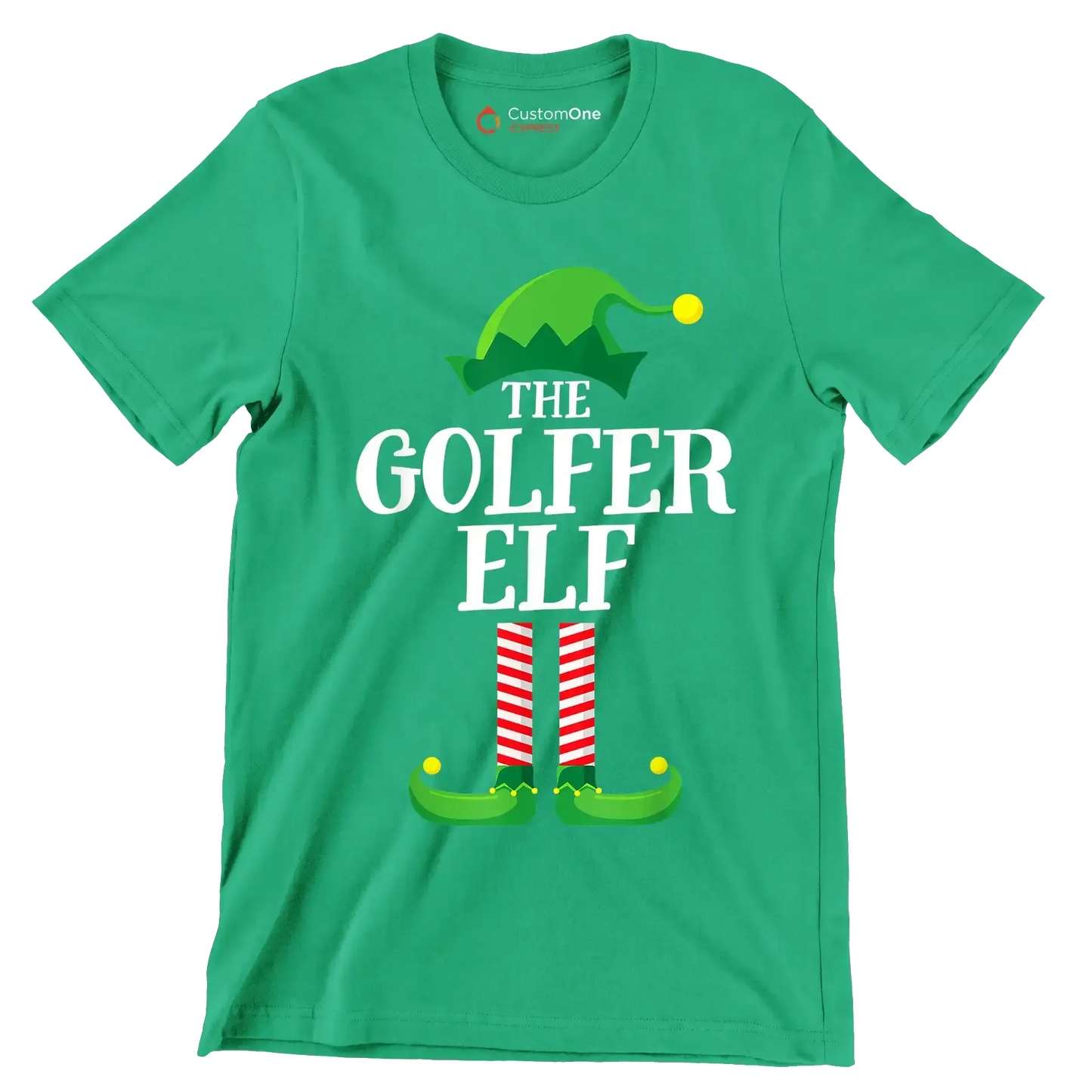 THE GOLFER ELF - Golf Themed T-Shirt-Green-S-Custom One Express