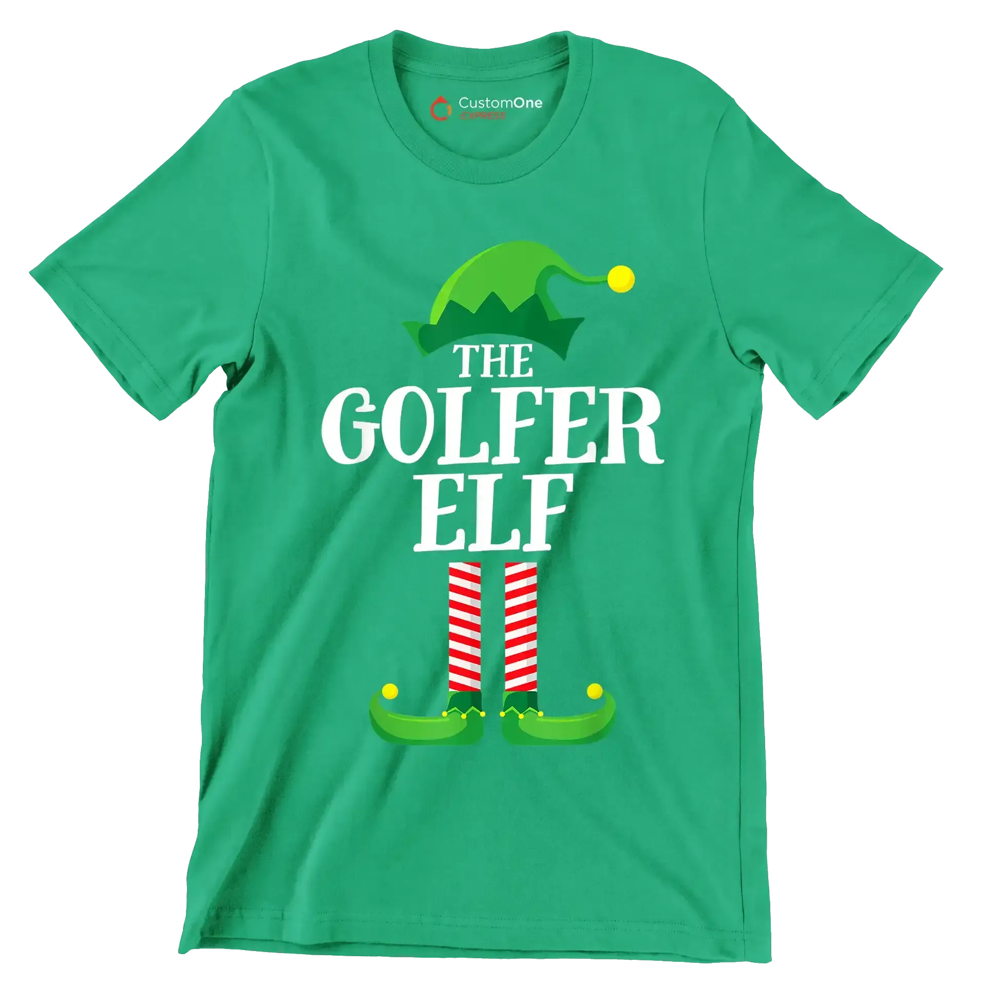 THE GOLFER ELF - Golf Themed T-Shirt-Green-S-Custom One Express