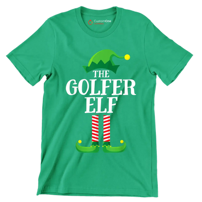 THE GOLFER ELF - Golf Themed T-Shirt-Green-S-Custom One Express