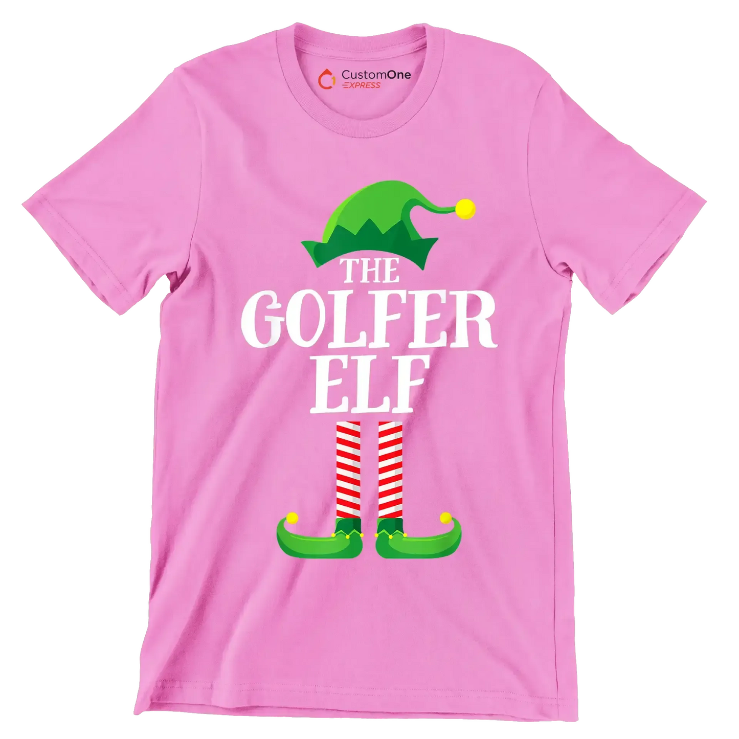 THE GOLFER ELF - Golf Themed T-Shirt-Pink-S-Custom One Express