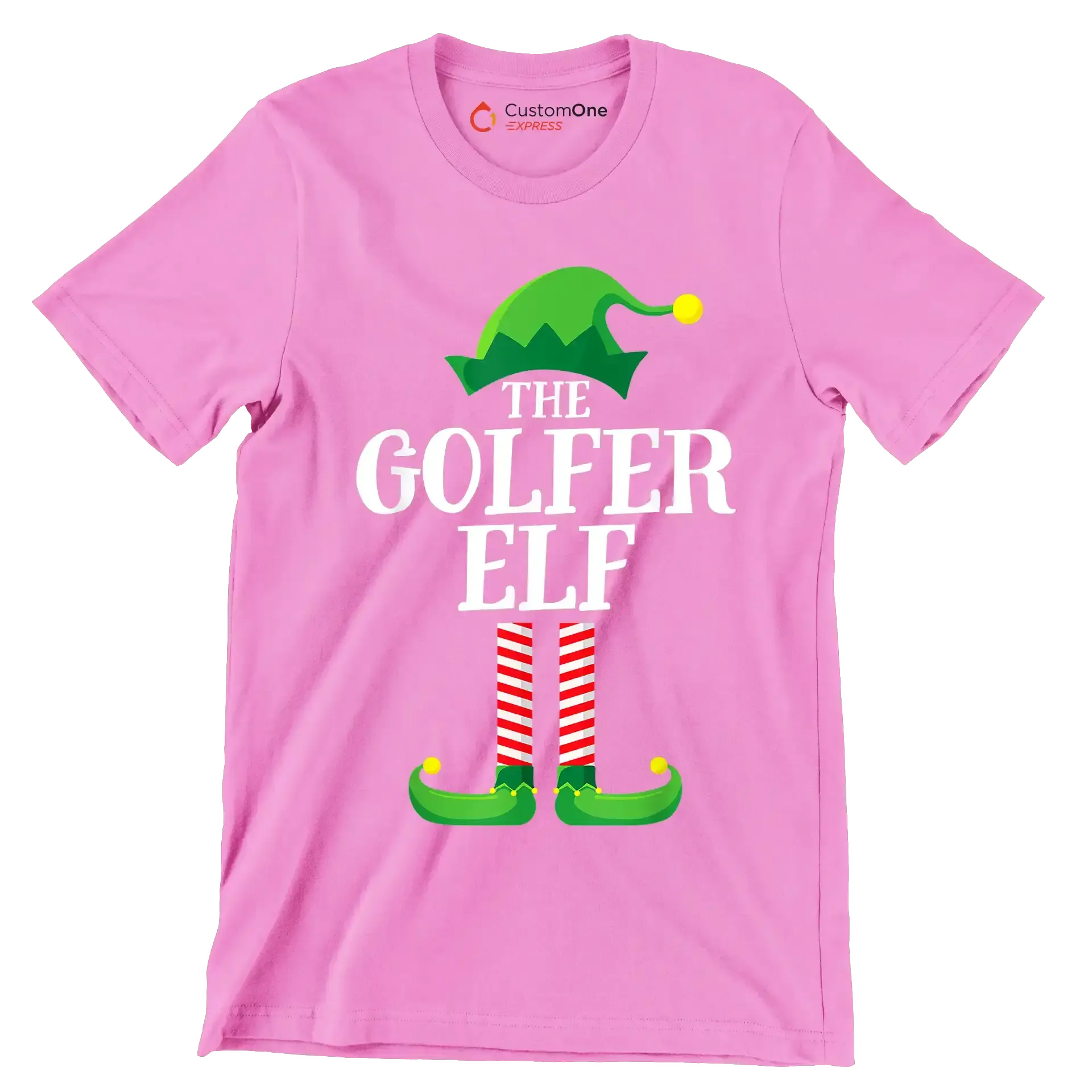THE GOLFER ELF - Golf Themed T-Shirt-Pink-S-Custom One Express