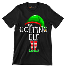 THE GOLFING ELF - Golf Themed T-Shirt-Black-S-Custom One Express