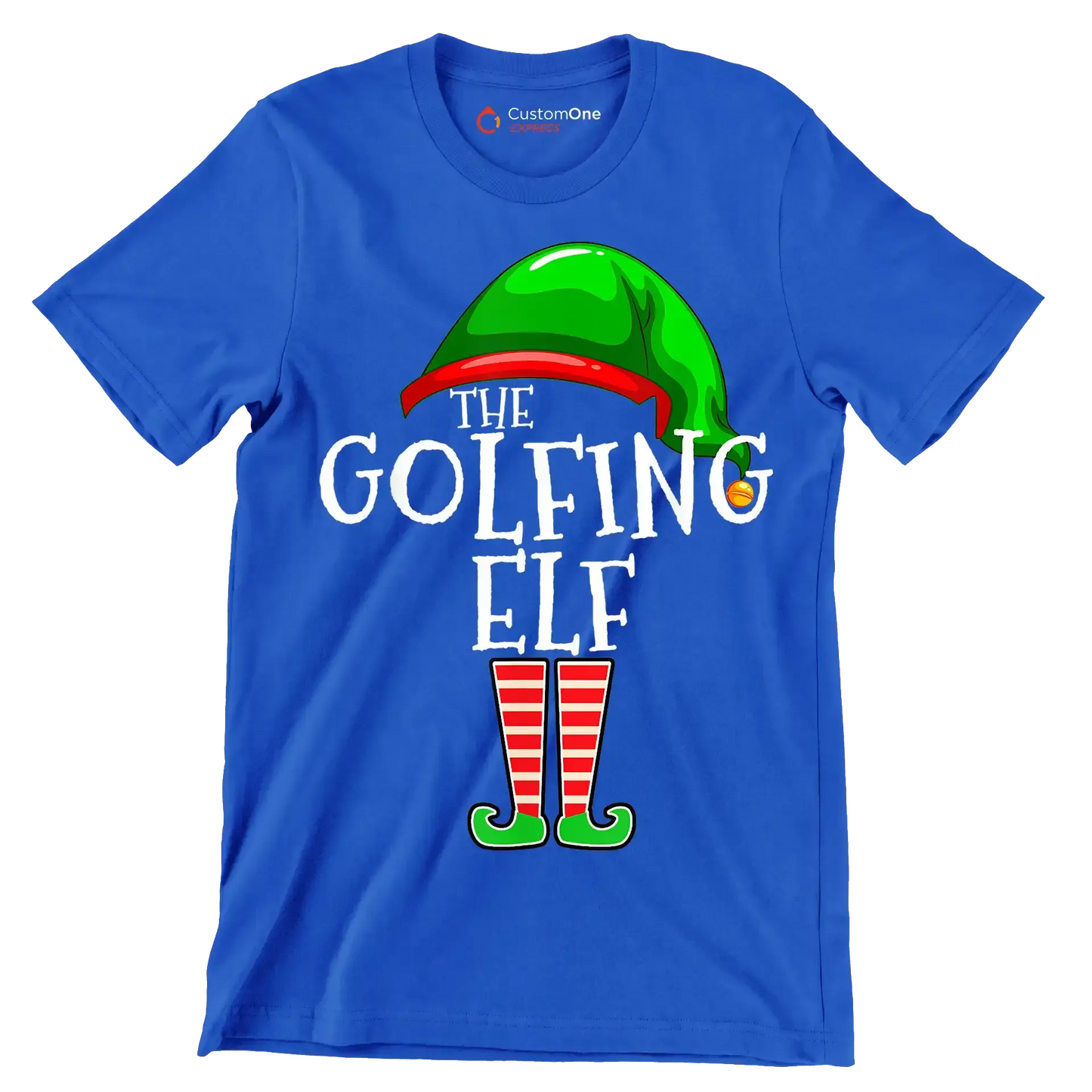 THE GOLFING ELF - Golf Themed T-Shirt-Blue-S-Custom One Express