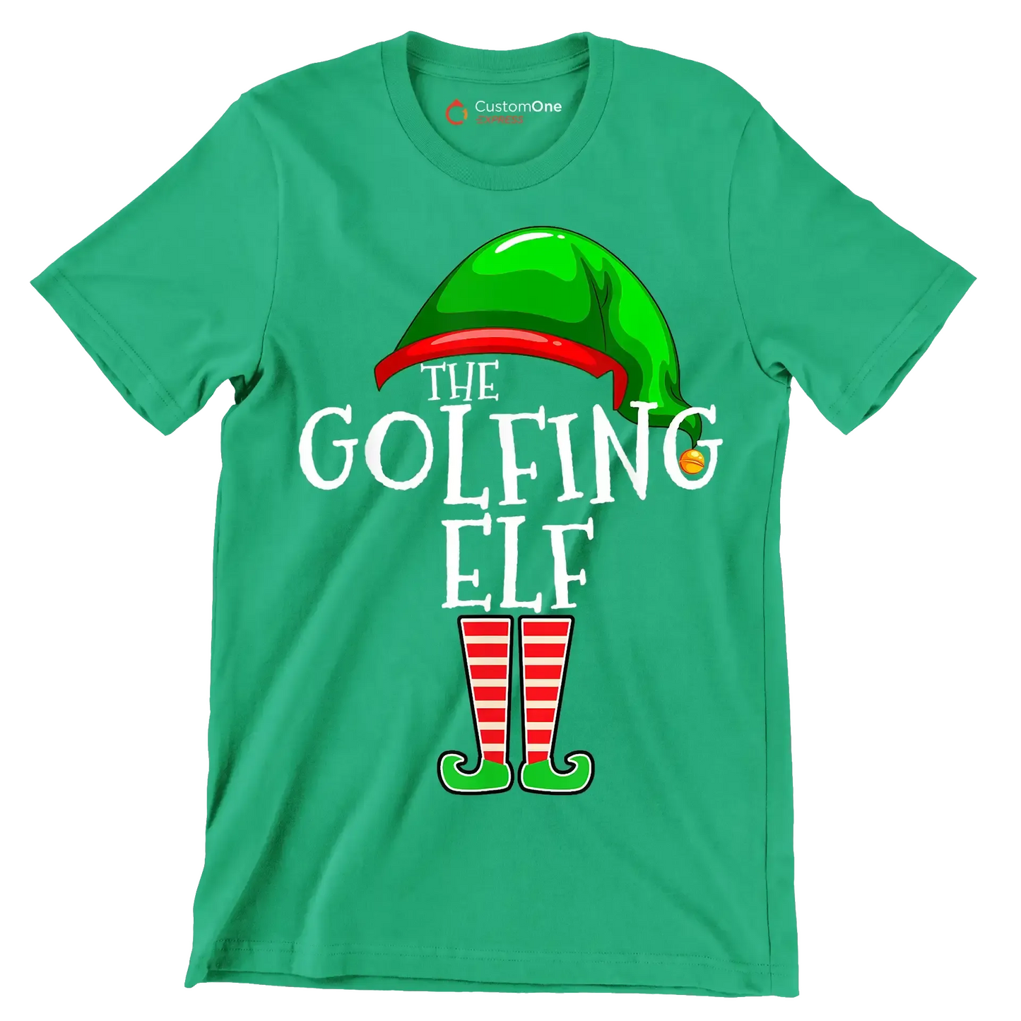 THE GOLFING ELF - Golf Themed T-Shirt-Green-S-Custom One Express