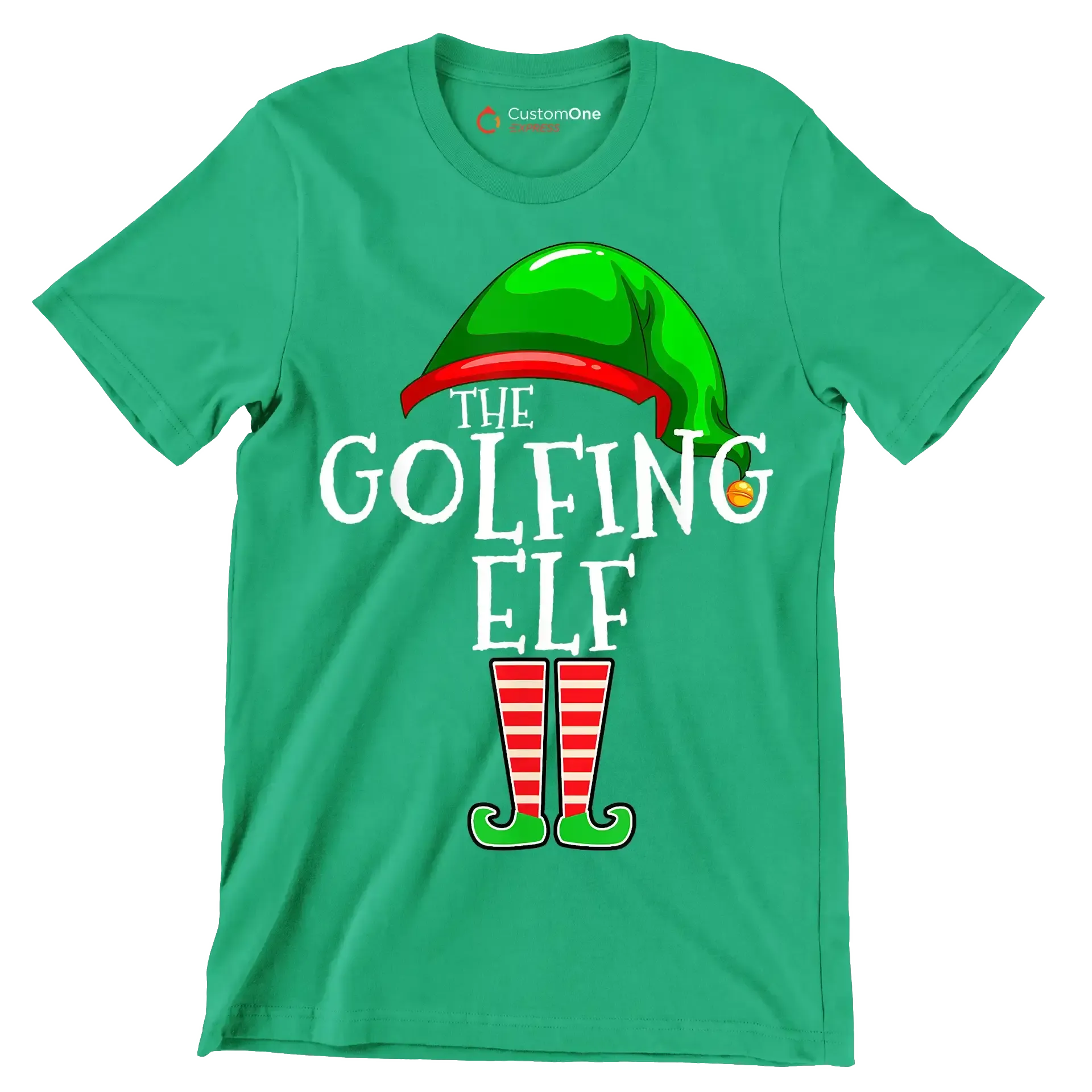 THE GOLFING ELF - Golf Themed T-Shirt-Green-S-Custom One Express