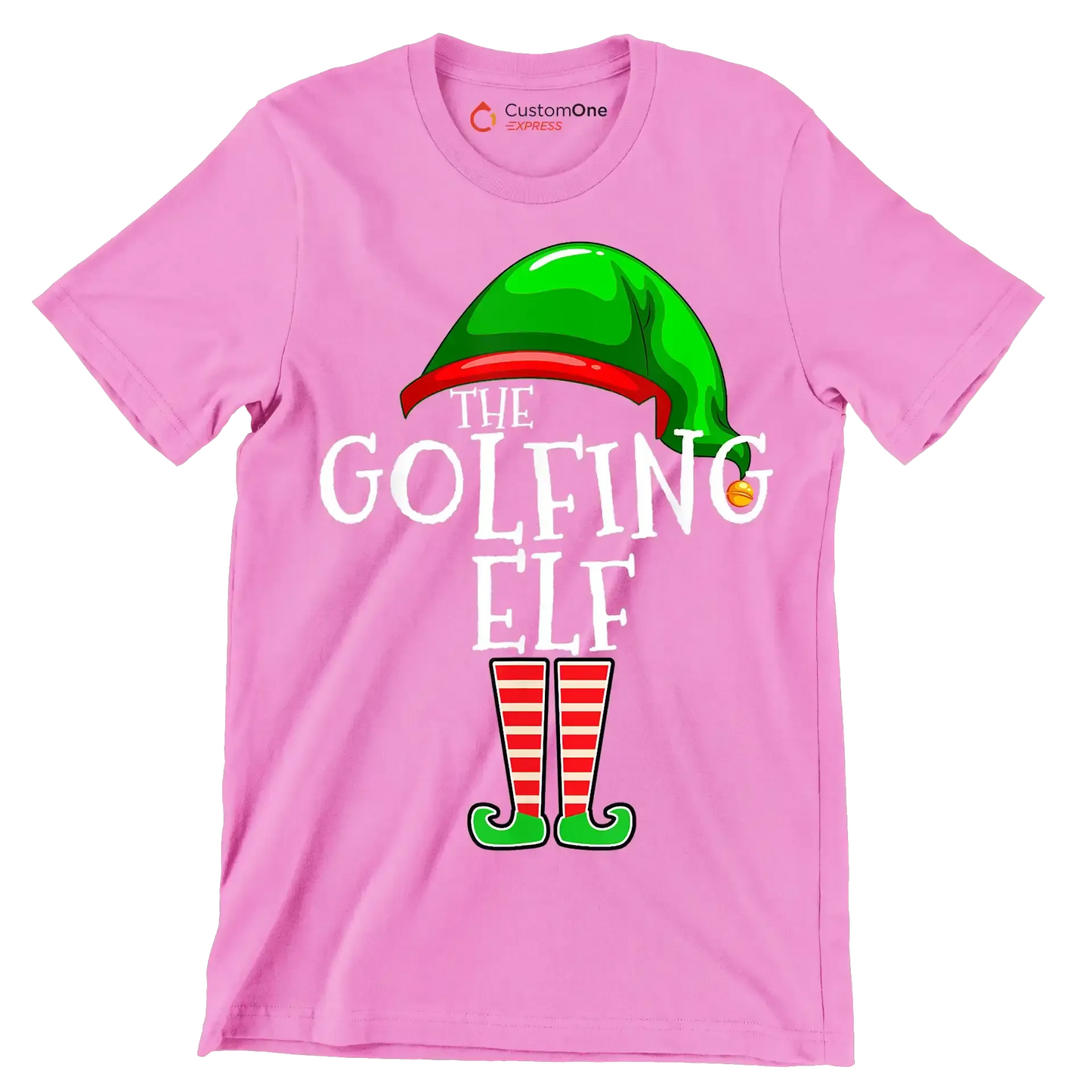 THE GOLFING ELF - Golf Themed T-Shirt-Pink-S-Custom One Express