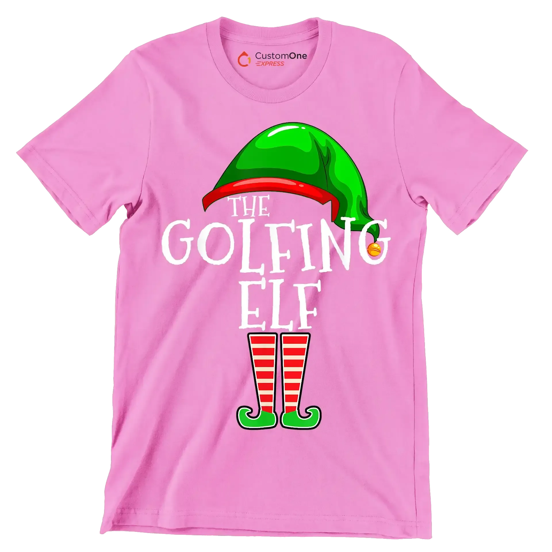 THE GOLFING ELF - Golf Themed T-Shirt-Pink-S-Custom One Express