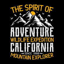 THE SPIRIT OF ADVENTURE WILDLIFE EXPEDITION CALIFORNIA SINCE 1980 MOUNTAIN EXPLORER - Hiking Themed T-Shirt-Black-S-Custom One Express