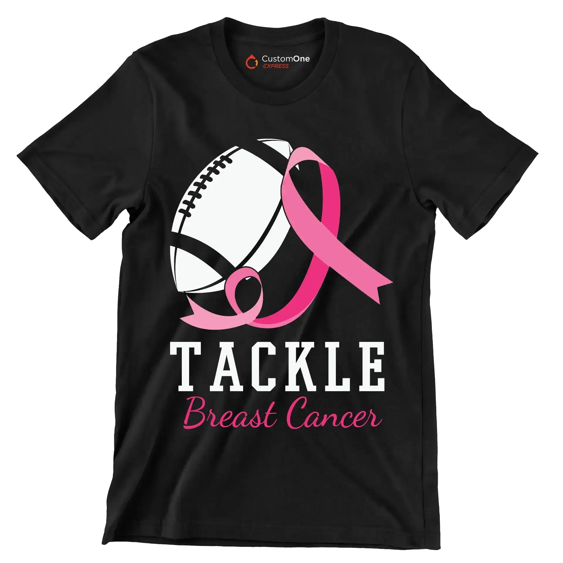 Tackle Breast Cancer - Breast Cancer Awareness T-Shirt-Black-S-Custom One Express