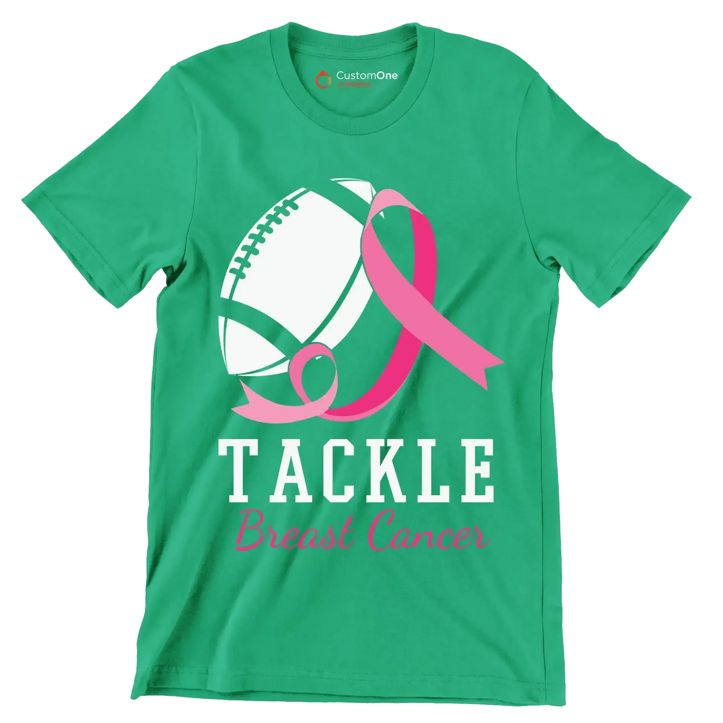 Tackle Breast Cancer - Breast Cancer Awareness T-Shirt-Green-S-Custom One Express