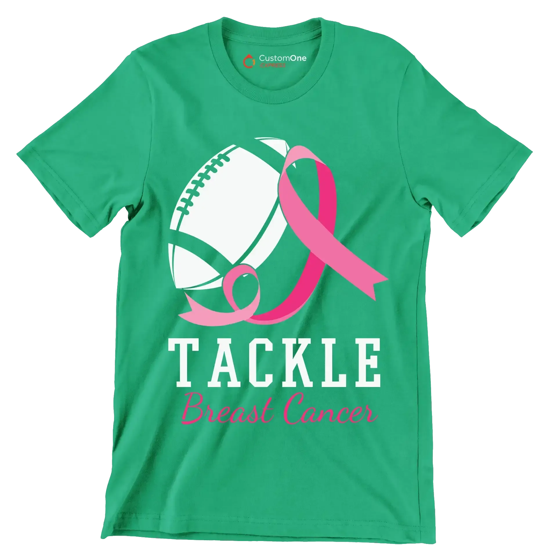 Tackle Breast Cancer - Breast Cancer Awareness T-Shirt-Green-S-Custom One Express