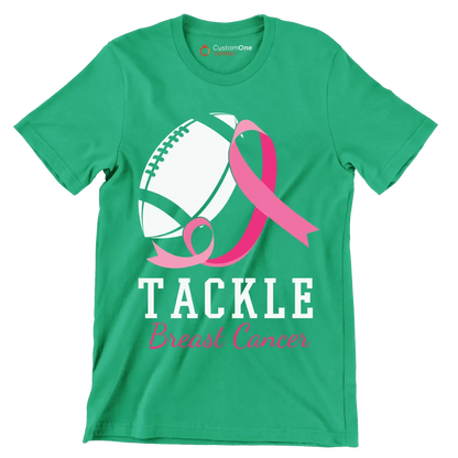 Tackle Breast Cancer - Breast Cancer Awareness T-Shirt-Green-S-Custom One Express