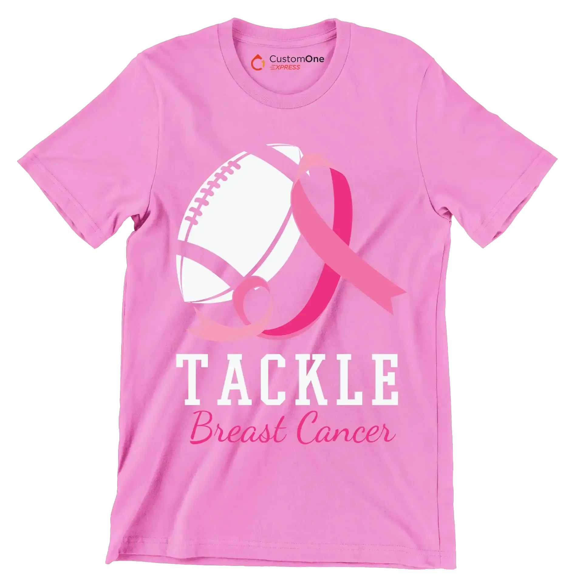 Tackle Breast Cancer - Breast Cancer Awareness T-Shirt-Pink-S-Custom One Express