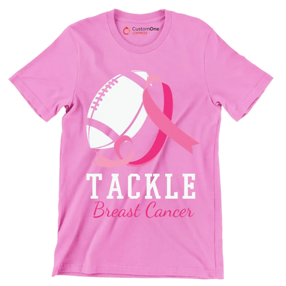 Tackle Breast Cancer - Breast Cancer Awareness T-Shirt-Pink-S-Custom One Express