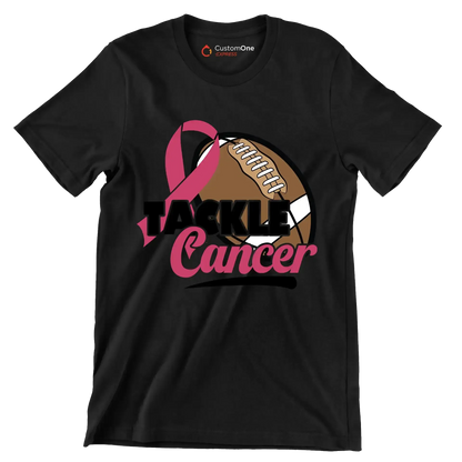 Tackle Cancer - Breast Cancer Awareness T-Shirt-Black-S-Custom One Express