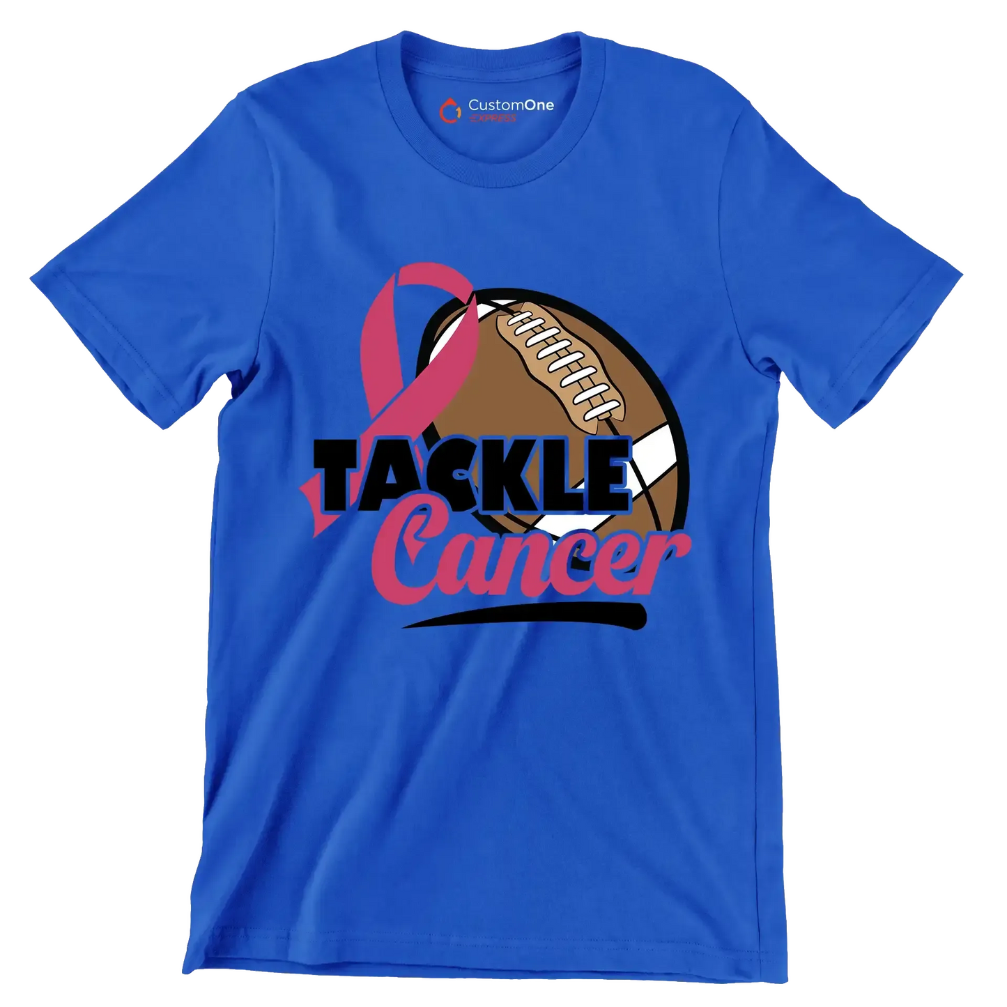 Tackle Cancer - Breast Cancer Awareness T-Shirt-Blue-S-Custom One Express
