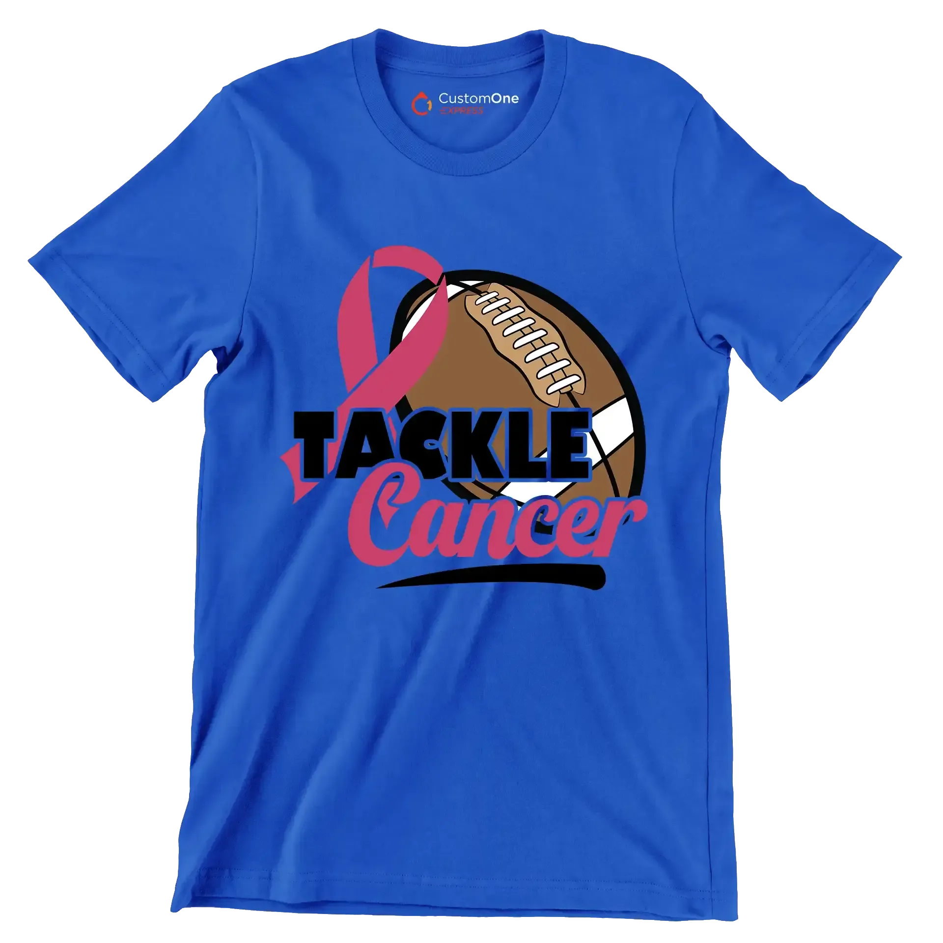 Tackle Cancer - Breast Cancer Awareness T-Shirt-Blue-S-Custom One Express