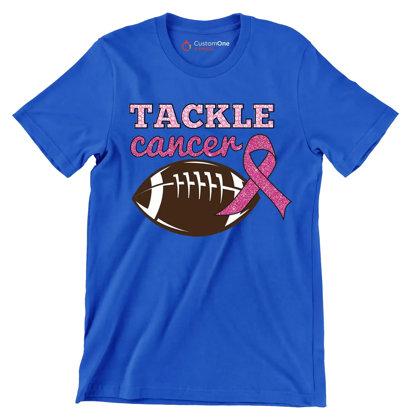 Tackle Cancer - Breast Cancer Awareness T-Shirt-Blue-S-Custom One Express