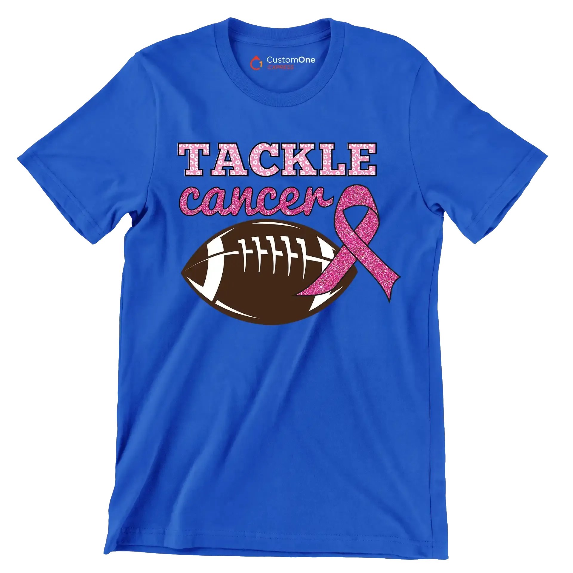 Tackle Cancer - Breast Cancer Awareness T-Shirt-Blue-S-Custom One Express