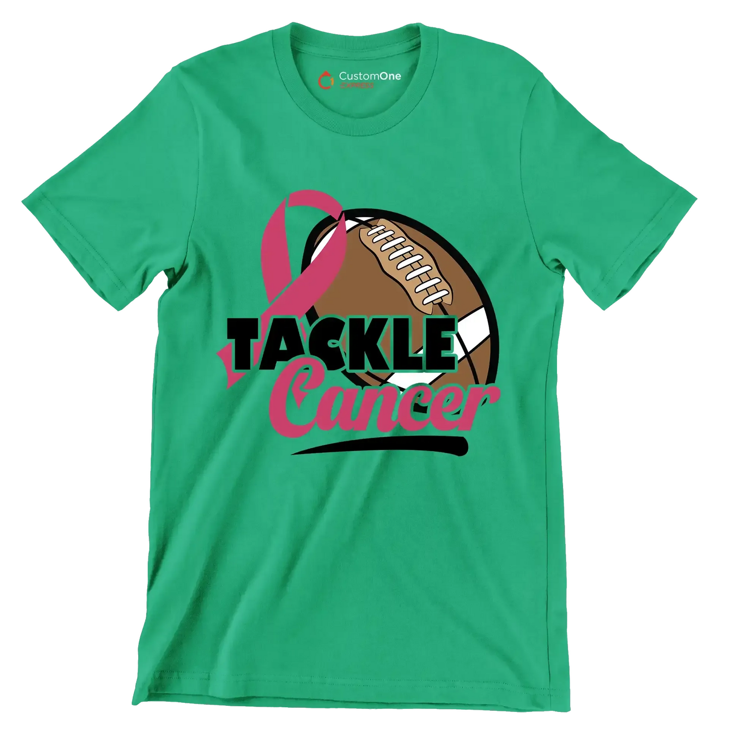 Tackle Cancer - Breast Cancer Awareness T-Shirt-Green-S-Custom One Express