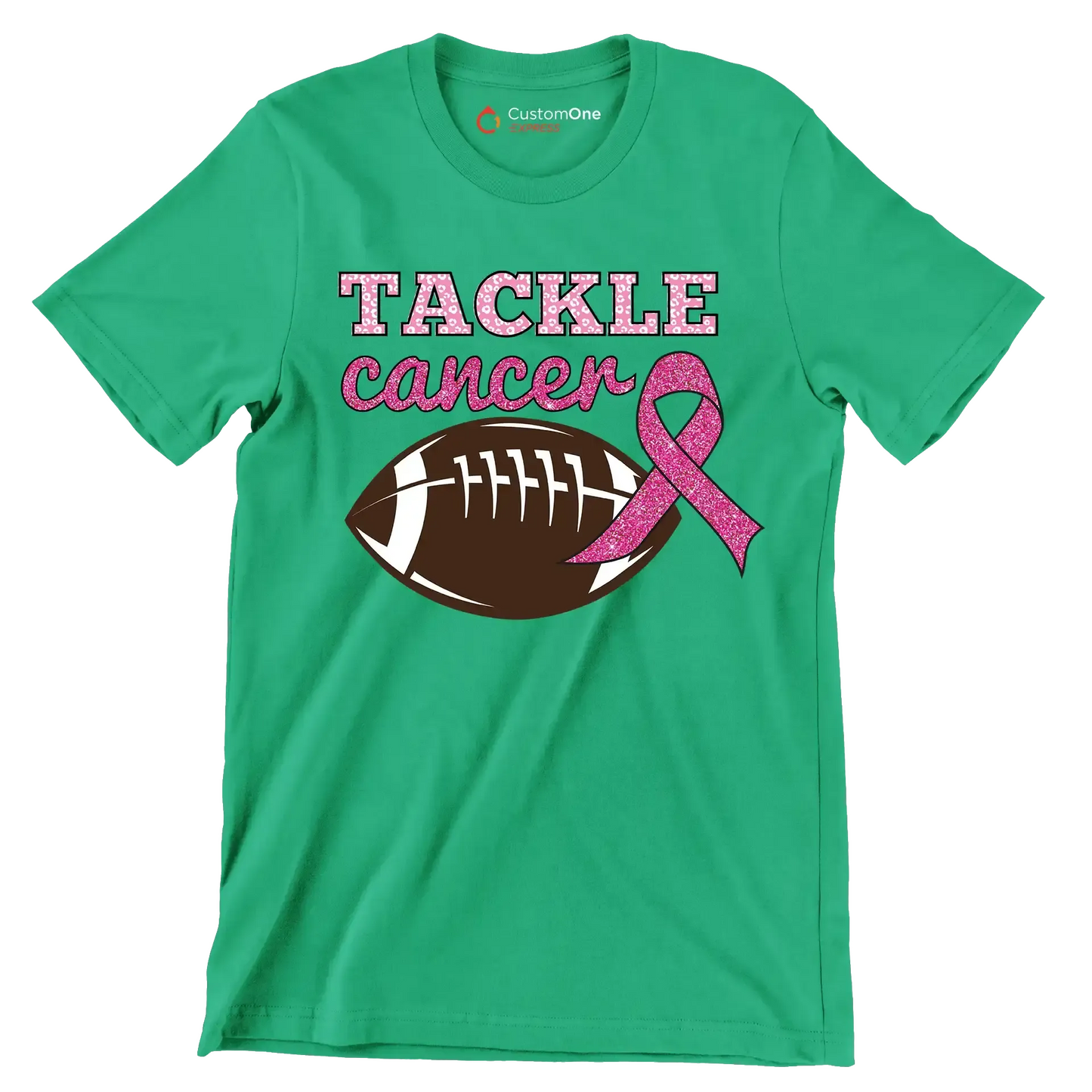 Tackle Cancer - Breast Cancer Awareness T-Shirt-Green-S-Custom One Express