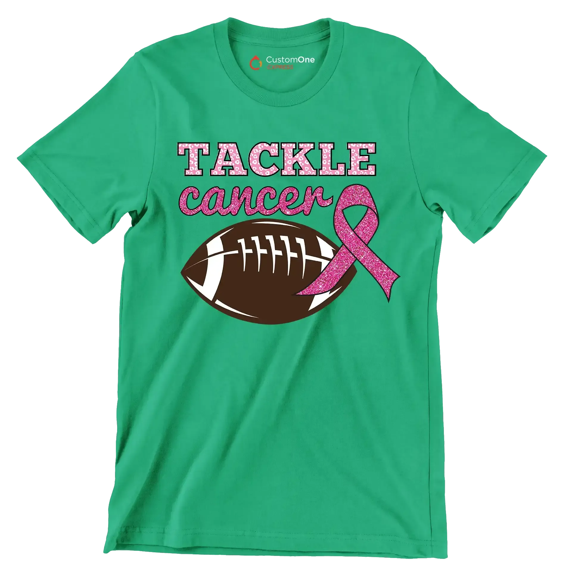 Tackle Cancer - Breast Cancer Awareness T-Shirt-Green-S-Custom One Express