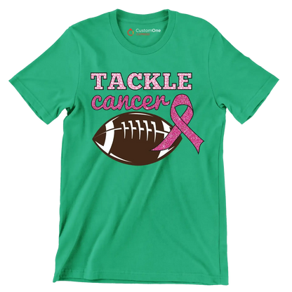 Tackle Cancer - Breast Cancer Awareness T-Shirt-Green-S-Custom One Express