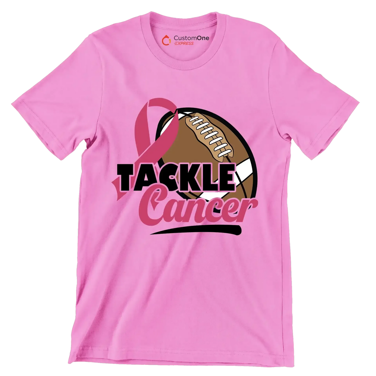 Tackle Cancer - Breast Cancer Awareness T-Shirt-Pink-S-Custom One Express