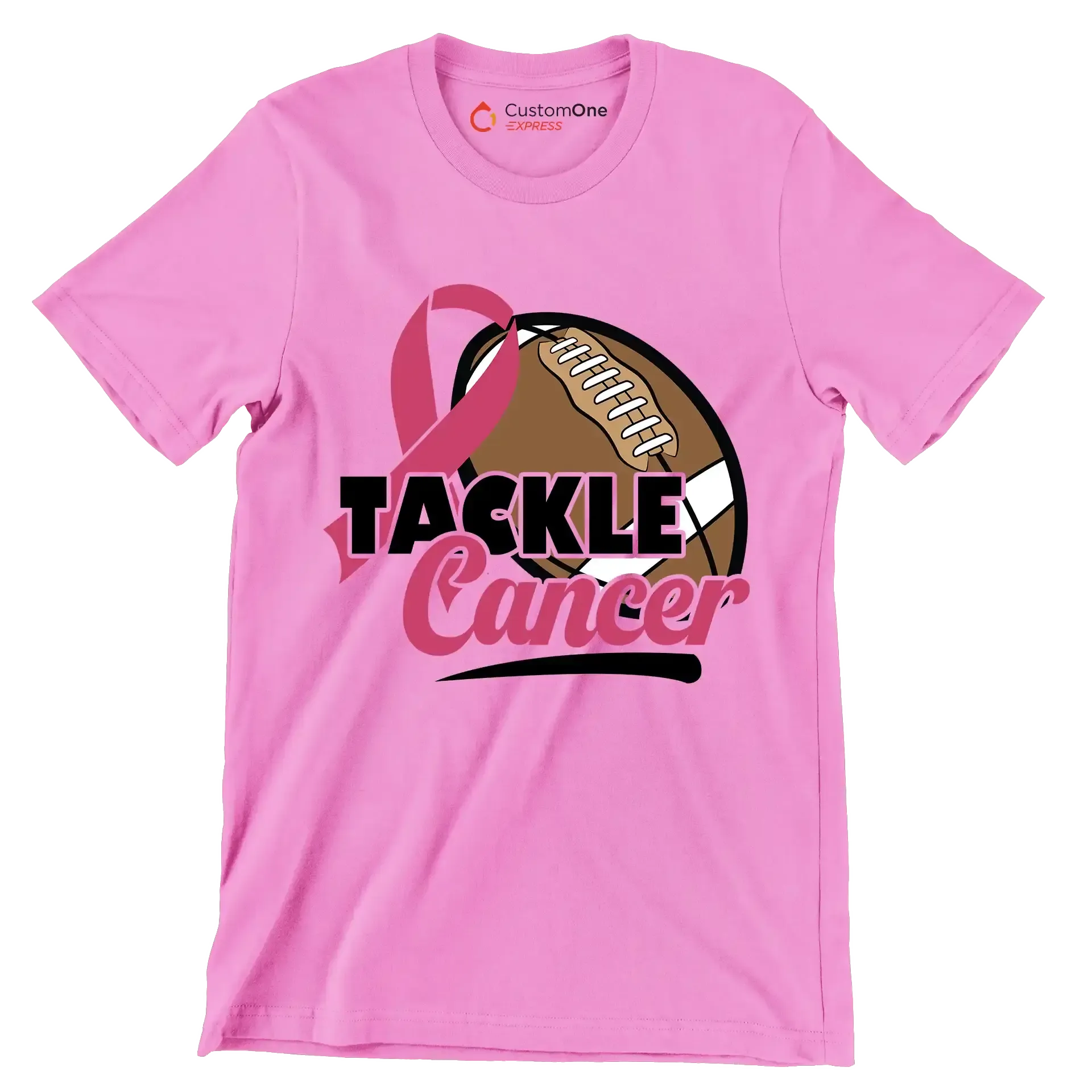 Tackle Cancer - Breast Cancer Awareness T-Shirt-Pink-S-Custom One Express