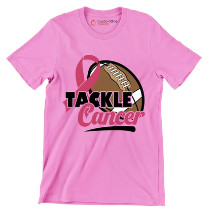 Tackle Cancer - Breast Cancer Awareness T-Shirt-Pink-S-Custom One Express