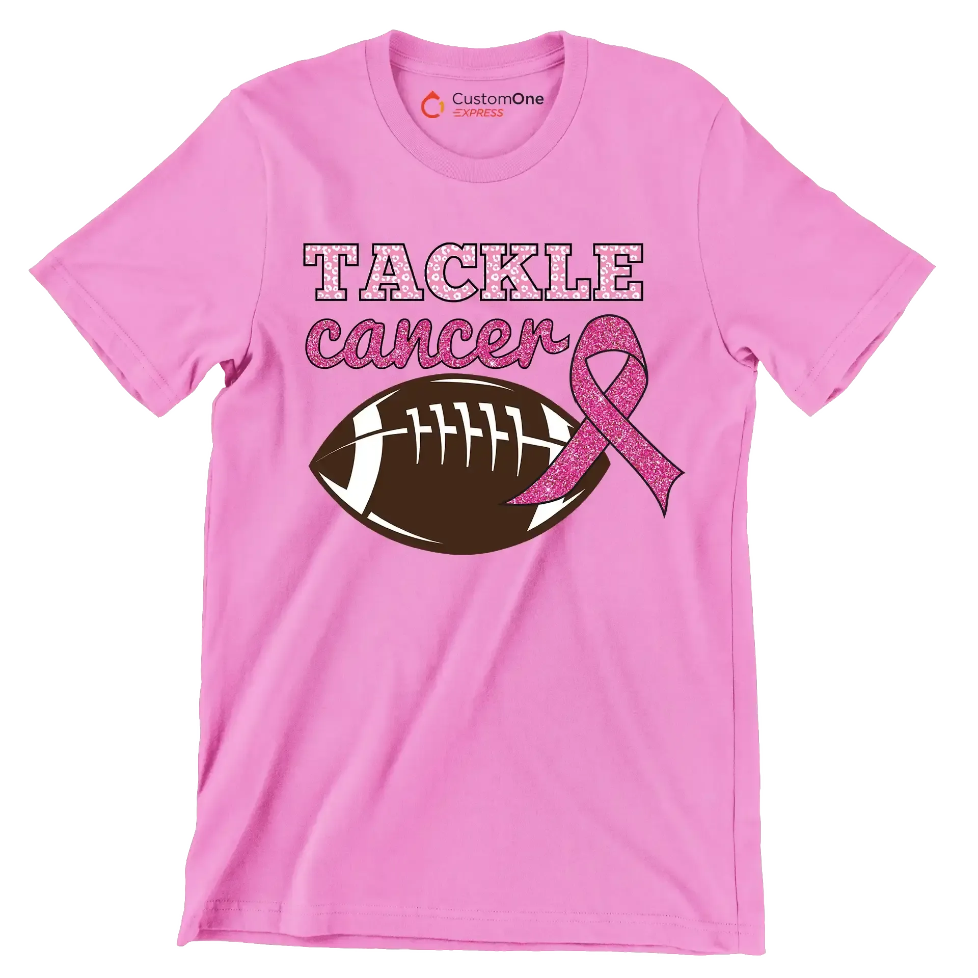 Tackle Cancer - Breast Cancer Awareness T-Shirt-Pink-S-Custom One Express
