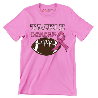Tackle Cancer - Breast Cancer Awareness T-Shirt-Pink-S-Custom One Express