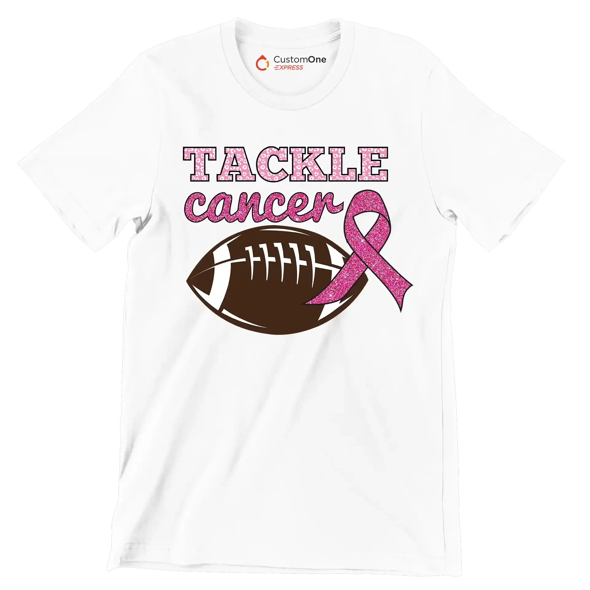 Tackle Cancer - Breast Cancer Awareness T-Shirt-White-S-Custom One Express