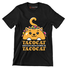 Tacocat Spelled Backwards is Tacocat - Cat Themed T-Shirt-Black-S-Custom One Express
