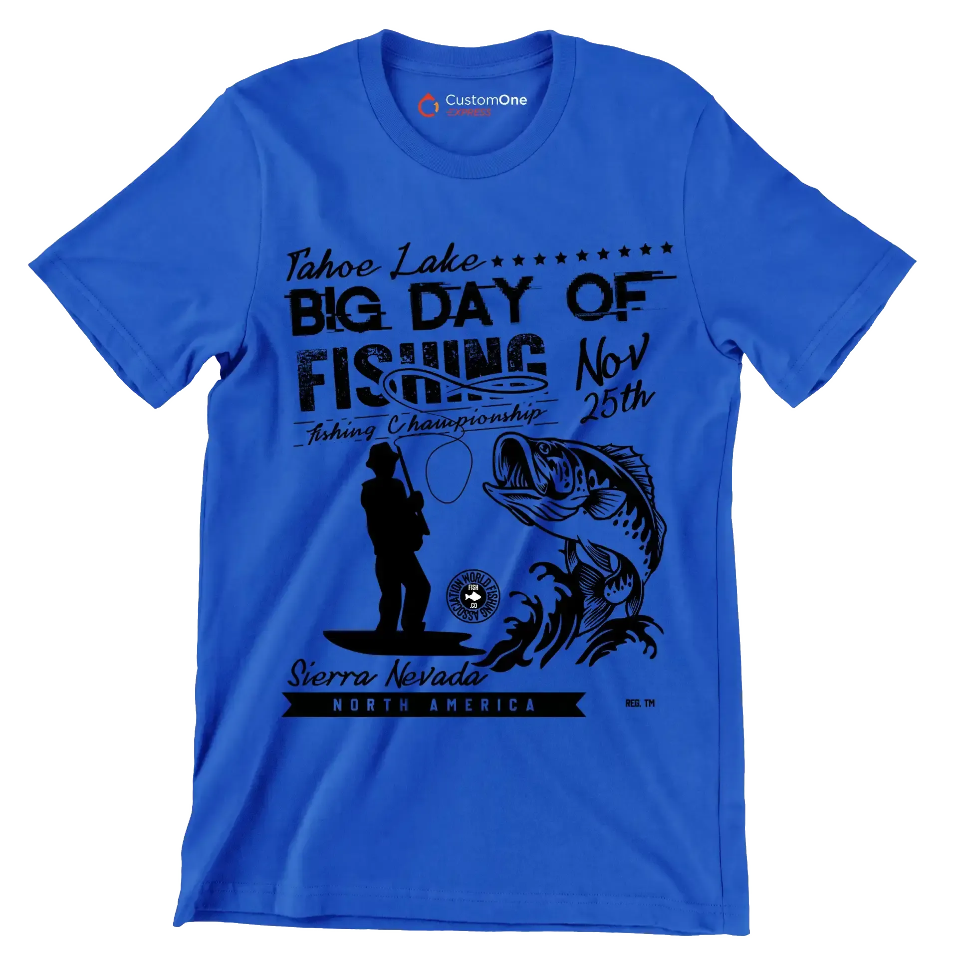 Tahoe lake big day of fishing nov 25th fishing championship sierra nevada North America - Fishing Themed T-Shirt-Blue-S-Custom One Express