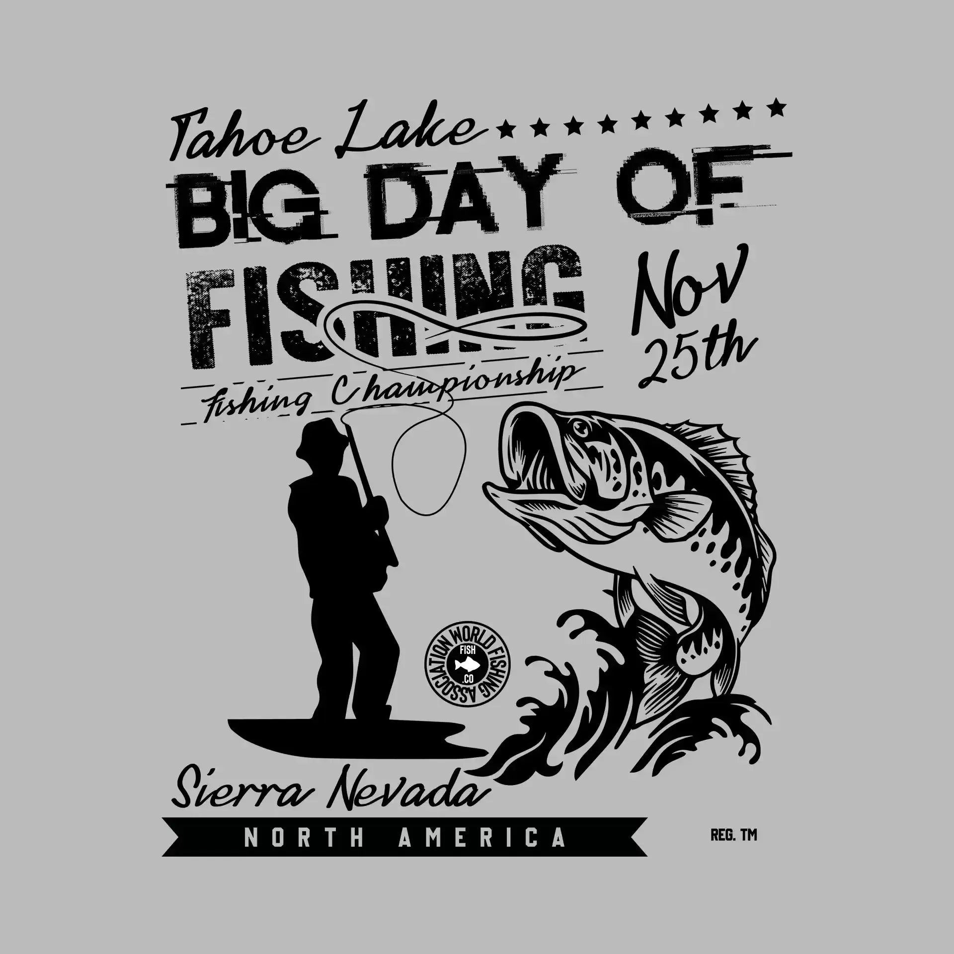 Tahoe lake big day of fishing nov 25th fishing championship sierra nevada North America - Fishing Themed T-Shirt-Blue-S-Custom One Express