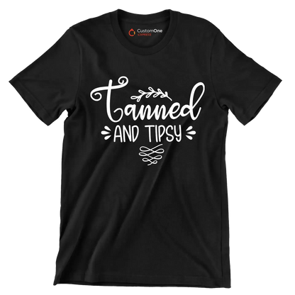 Tanned and tipsy - Sarcasm Themed T-Shirt-Black-S-Custom One Express