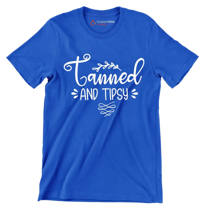 Tanned and tipsy - Sarcasm Themed T-Shirt-Blue-S-Custom One Express