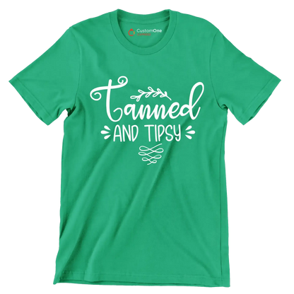 Tanned and tipsy - Sarcasm Themed T-Shirt-Green-S-Custom One Express